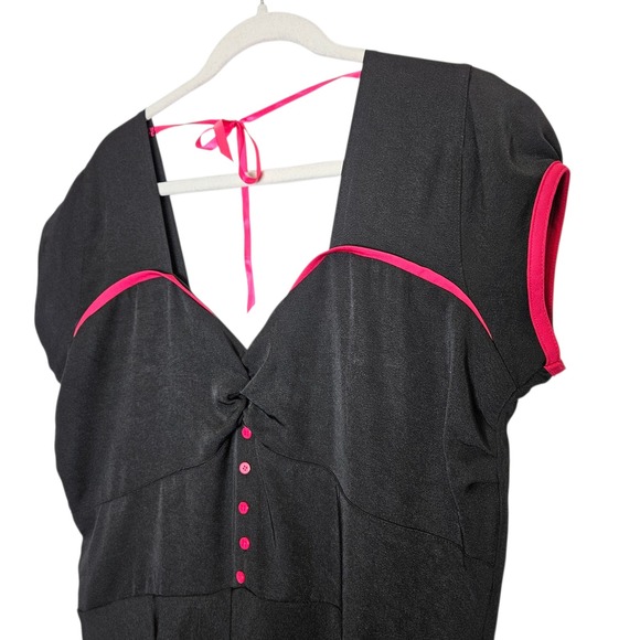 Lindy Bop NWOT Pin Up Fit‎ Flare Midi Dress Retro Rockabilly Black Milkmaid 4XL - Picture 5 of 10